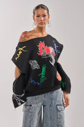 DEEP THOUGHTS OVERSIZED GRAPHIC SWEATSHIRT