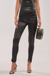 HIT THE LIGHTS SATIN SLIT LEGGING