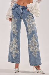 BILLIONAIRE BELLE RHINESTONE AND PEARL JEANS