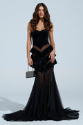 LIGHTS AND ACTION MAXI DRESS IN BLACK