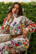 FULL BLOOM SATIN MOCK NECK BLOUSE IN WHITE